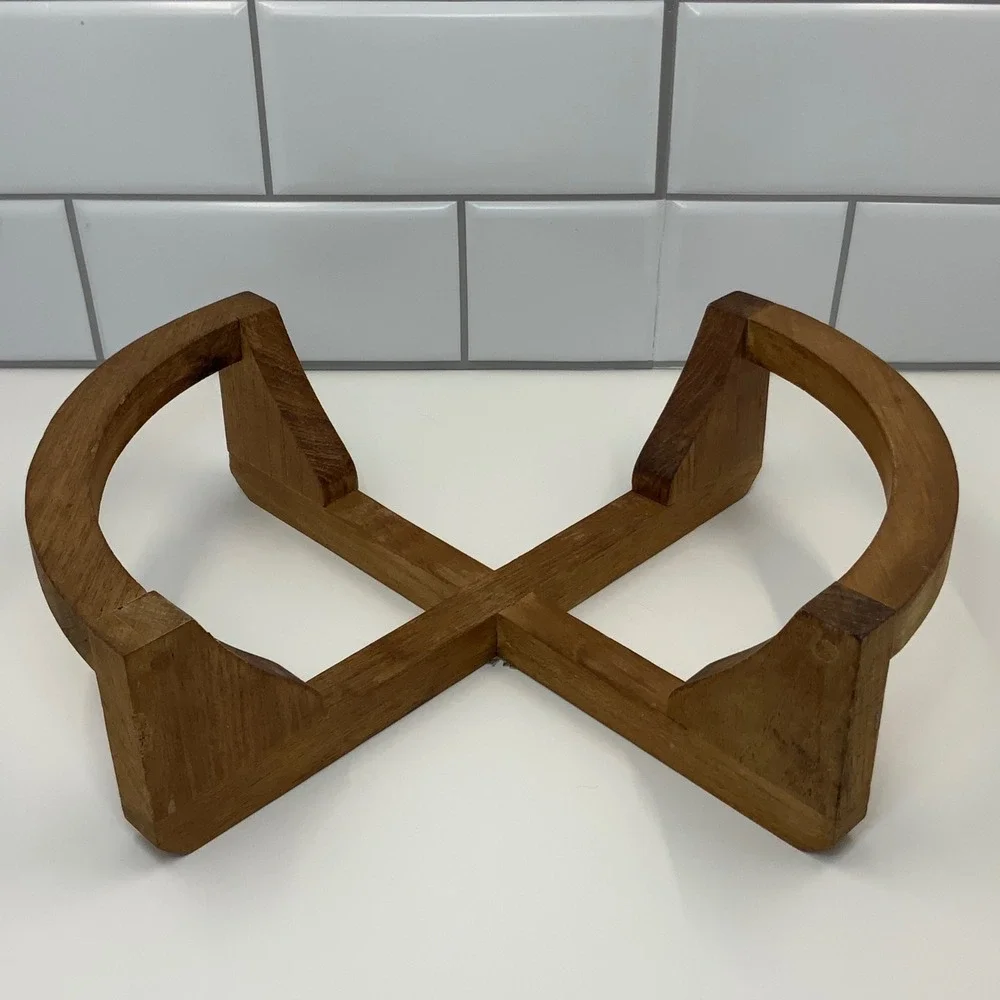 Vintage Dolphin Bowl Stand Genuine Teakwood Brown 10.25x7.5x3in